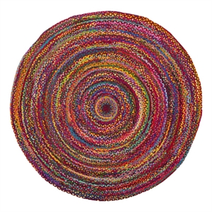 Safavieh Braided 3'-0&quot x 3'-0&quot Cotton Hand Woven Rug in Red / Multi-Color