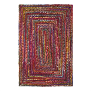 Safavieh Braided 6'-0&quot x 9'-0&quot Cotton Hand Woven Rug in Red / Multi-Color