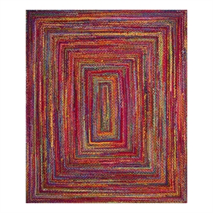 Safavieh Braided 8'-0&quot x 10'-0&quot Cotton Hand Woven Rug in Red / Multi-Color