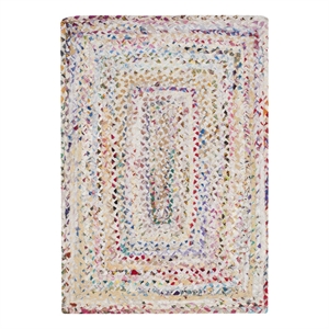 Safavieh Braided 2'-0&quot x 3'-0&quot Cotton Hand Woven Rug in Ivory / Multi-Color