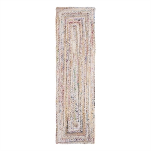 Safavieh Braided 2'-3&quot x 10'-0&quot Cotton Hand Woven Rug in Ivory / Multi-Color