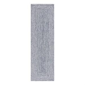 Safavieh Braided 2'-3&quot x 16'-0&quot Hand Woven Rug in Navy / Ivory