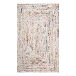 Safavieh Braided 5'-0&quot x 8'-0&quot Cotton Hand Woven Rug in Ivory / Multi-Color