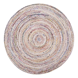 Safavieh Braided 5'-0&quot x 5'-0&quot Cotton Hand Woven Rug in Ivory / Multi-Color
