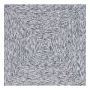 Safavieh Braided 4'-0&quot x 4'-0&quot Hand Woven Rug in Navy / Ivory