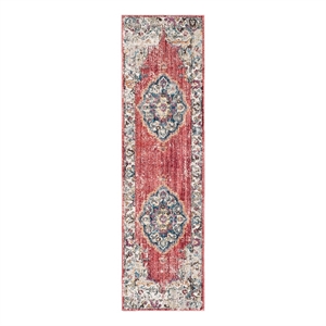 Safavieh Bristol 2'-3&quot x 8'-0&quot Polyester Power Loomed Rug in Rose / Light Gray
