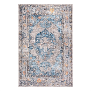 Safavieh Bristol 5'-1&quot x 7'-6&quot Polyester Power Loomed Rug in Blue / Light Gray