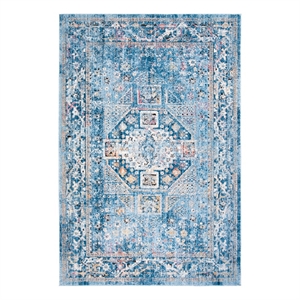 Safavieh Bristol 5'-1&quot x 7'-6&quot Polyester Power Loomed Rug in Blue / Light Gray