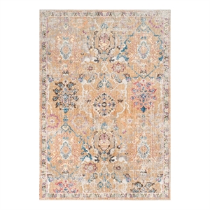 Safavieh Bristol 5'-1&quot x 7'-6&quot Polyester Power Loomed Rug in Camel / Blue