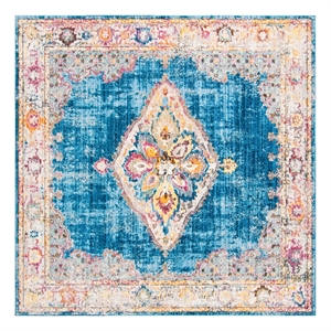 Safavieh Bristol 7'-0&quot x 7'-0&quot Polyester Power Loomed Rug in Blue / Ivory
