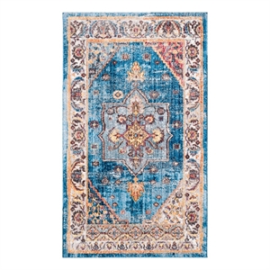 Safavieh Bristol 3'-0&quot x 5'-0&quot Polyester Power Loomed Rug in Blue / Ivory