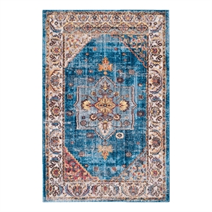 Safavieh Bristol 4'-0&quot x 6'-0&quot Polyester Power Loomed Rug in Blue / Ivory