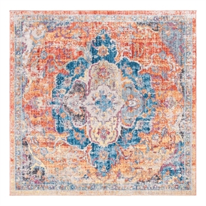 Safavieh Bristol 5'-1&quot x 5'-1&quot Polyester Power Loomed Rug in Blue / Orange