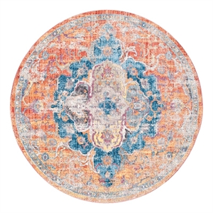 Safavieh Bristol 7'-0&quot x 7'-0&quot Polyester Power Loomed Rug in Blue / Orange