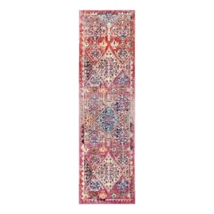 Safavieh Bristol 2'-3&quot x 8'-0&quot Polyester Power Loomed Rug in Rose / Multi-Color