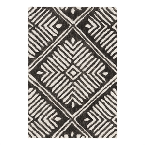 Safavieh Cambridge 2'-0&quot x 3'-0&quot Wool Hand Tufted Rug in Ivory / Charcoal