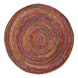 Safavieh Cape Cod 5'-0&quot x 5'-0&quot Jute and Cotton Hand Woven Rug inRed/Multi-Color
