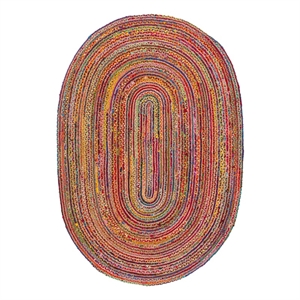 Safavieh Cape Cod 6'-0&quot x 9'-0&quot Jute and Cotton Hand Woven Rug inRed/Multi-Color