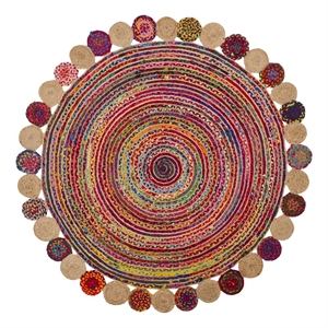 Safavieh Cape Cod 6'-0&quot x 6'-0&quot Jute and Cotton Hand Woven Rug inRed/Multi-Color