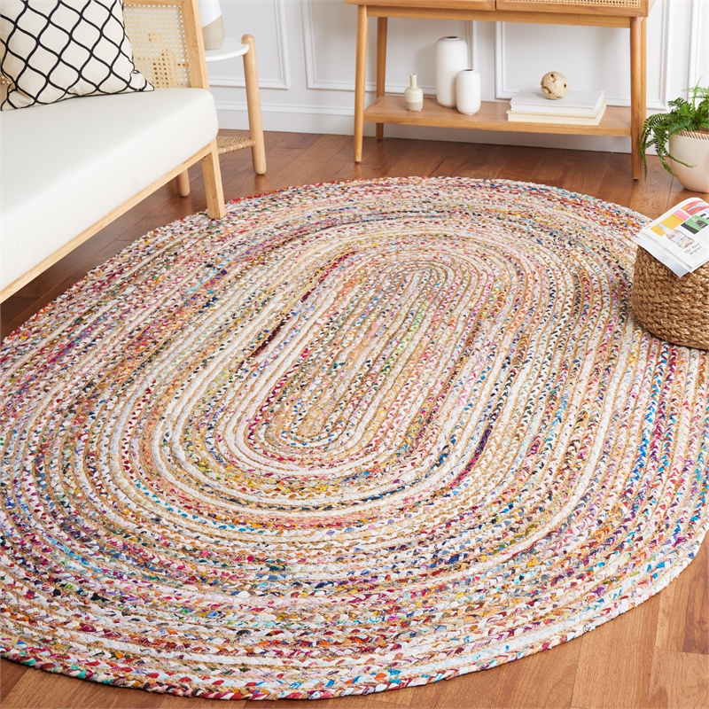 Safavieh Cape Cod 6' X 9' Jute and Cotton Hand Woven Rug in Beige / Multi-Color