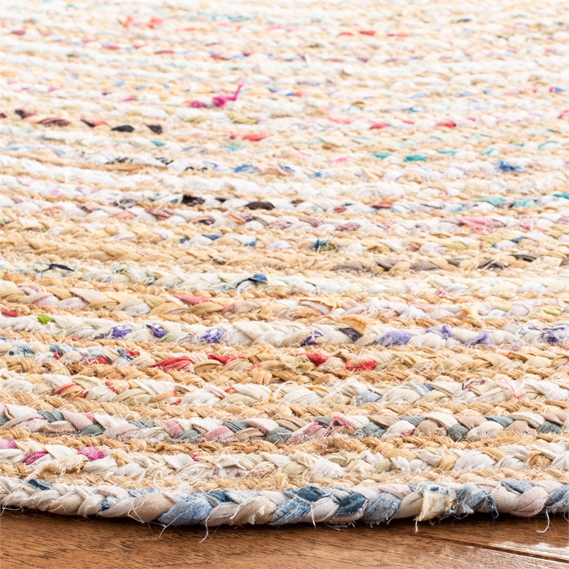 Safavieh Cape Cod 7' X 7' Jute and Cotton Hand Woven Rug in Beige / Multi-Color