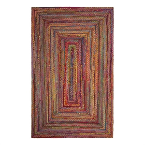 Safavieh Cape Cod 4'-0&quot x 6'-0&quot Jute and Cotton Hand Woven Rug inRed/Multi-Color