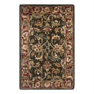 Safavieh Classic 2'-0&quot x 3'-0&quot Wool Hand Tufted Rug in Dark Olive / Red