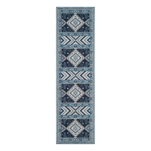 Safavieh Classic Vintage 2'-3&quot x 8'-0&quot Cotton Power Loomed Rug inNavy/Light Blue