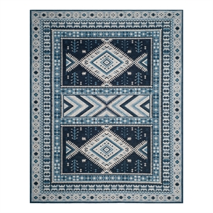 Safavieh Classic Vintage 6'-7&quot x 9'-2&quotCotton Power Loomed Rug in Navy/Light Blue