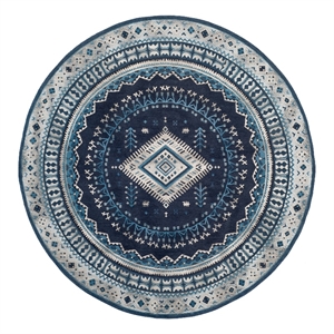 Safavieh Classic Vintage 6'-0&quot x 6'-0&quotCotton Power Loomed Rug in Navy/Light Blue