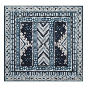 Safavieh Classic Vintage 6'-0&quot x 6'-0&quotCotton Power Loomed Rug in Navy/Light Blue