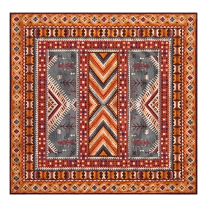 Safavieh Classic Vintage 6'-0&quot x 6'-0&quot Cotton Power Loomed Rug in Slate /Mustard