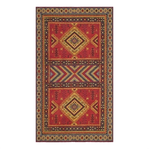 Safavieh Classic Vintage 3'-0&quot x 5'-0&quot Cotton Power Loomed Rug in Red/Slate
