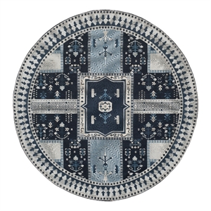 Safavieh Classic Vintage 6'-0&quot x 6'-0&quotCotton Power Loomed Rug in Navy/Light Blue