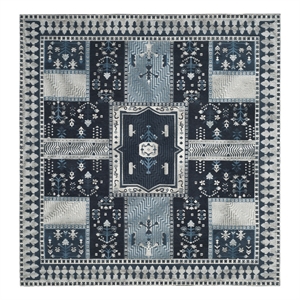 Safavieh Classic Vintage 6'-0&quot x 6'-0&quotCotton Power Loomed Rug in Nav /Light Blue