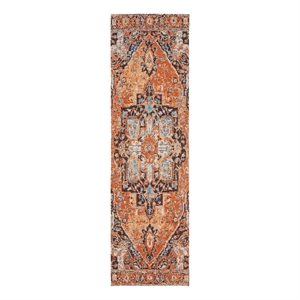Safavieh Classic Vintage 2'-3&quot x 8'-0&quot Polyester Power Loomed Rug in Orange/Navy