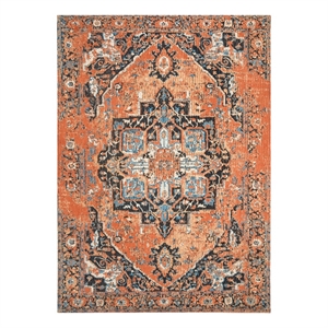 Safavieh Classic Vintage 5'-0&quot x 8'-0&quot Polyester Power Loomed Rug in Orange/Navy