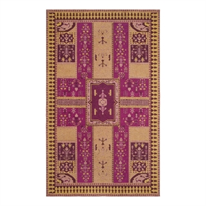 Safavieh Classic Vintage 5'-0&quot x 8'-0&quot Cotton Power Loomed Rug in Fuscia/Gold
