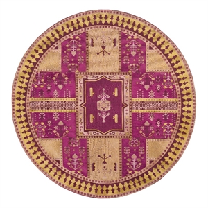 Safavieh Classic Vintage 6'-0&quot x 6'-0&quot Cotton Power Loomed Rug in Fuscia/Gold