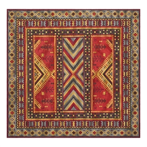 Safavieh Classic Vintage 6'-0&quot x 6'-0&quot Cotton Power Loomed Rug in Red/Slate