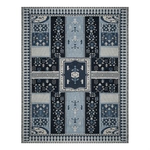 Safavieh Classic Vintage 6'-7&quot x 9'-2&quotCotton Power Loomed Rug in Navy/Light Blue