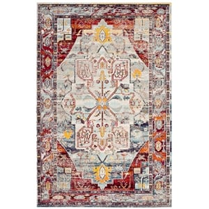 Safavieh Crystal 4'-0&quot x 6'-0&quot Power Loomed Rug in Light Blue / Red