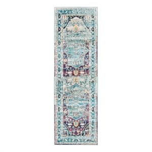 Safavieh Crystal 2'-2&quot x 7'-0&quot Power Loomed Rug in Teal / Purple