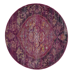 Safavieh Crystal 7'-0&quot x 7'-0&quot Power Loomed Rug in Fuscia / Purple