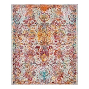 Safavieh Crystal 6'-7&quot x 9'-2&quot Power Loomed Rug in Light Blue / Orange