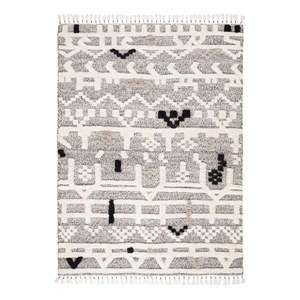 Safavieh Casablanca 8'-0&quot x 10'-0&quot Wool Hand Knotted Rug in Ivory / Black