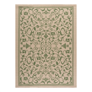Safavieh Courtyard 6'-7&quot x 9'-6&quot Polyester Power Loomed Rug in Natural / Olive