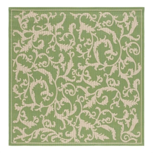 Safavieh Courtyard 6'-7&quot x 6'-7&quot Polyester Power Loomed Rug in Olive / Natural