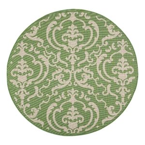 Safavieh Courtyard 6'-7&quot x 6'-7&quot Polyester Power Loomed Rug in Olive / Natural