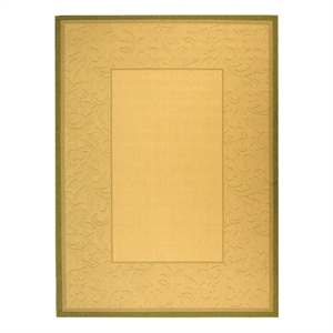Safavieh Courtyard 6'-7&quot x 9'-6&quot Polyester Power Loomed Rug in Natural / Olive